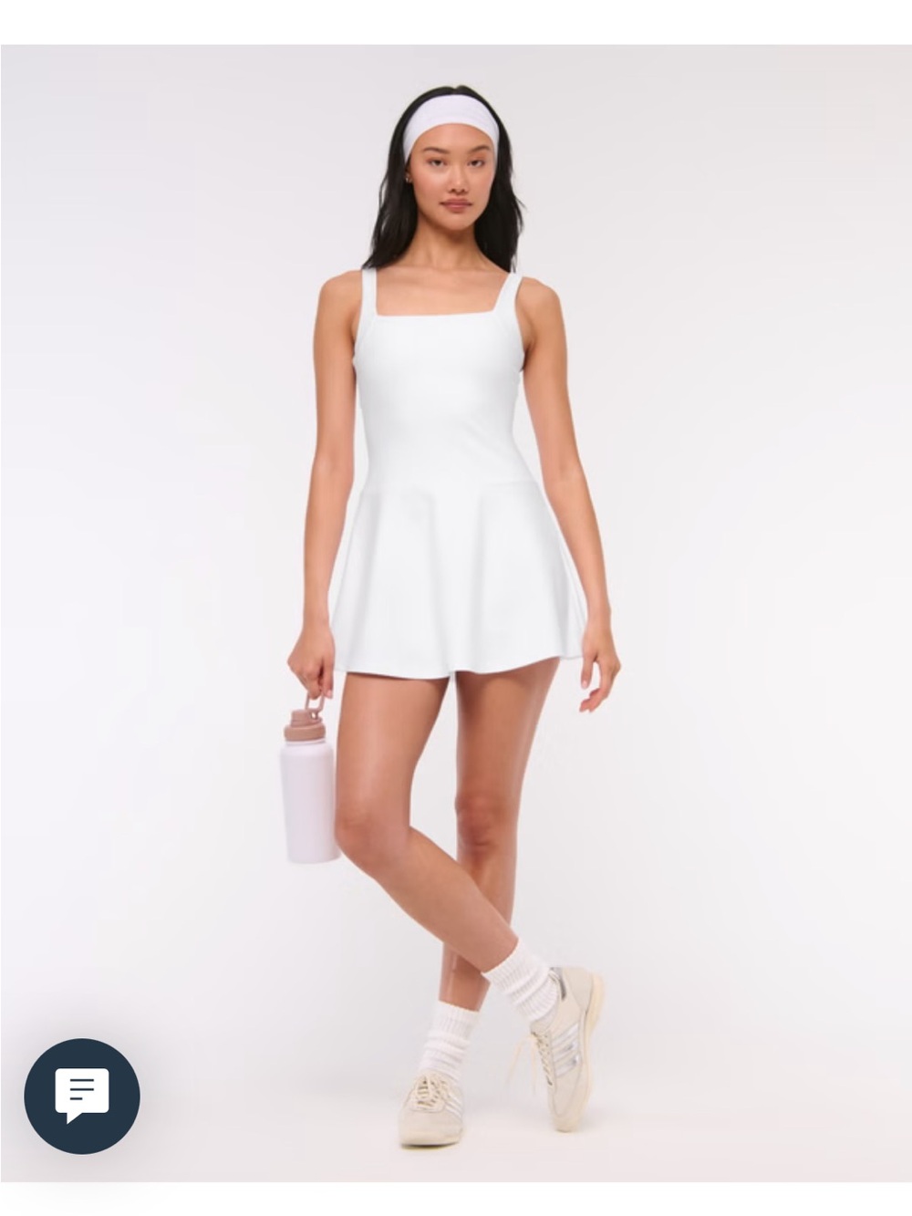 YPB sculptLUX Squareneck Mini Dress White Square-Neck Tennis / activewear Dress